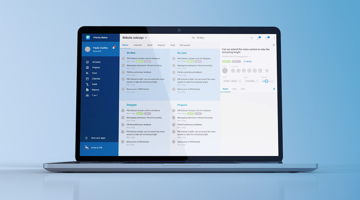 Priority Matrix Laptop Screen